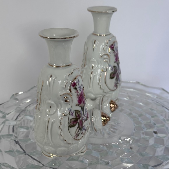 Vintage Porcelain Vanity Set Floral Rose Design‎ Perfume Bottles Trinket Box - Picture 16 of 16